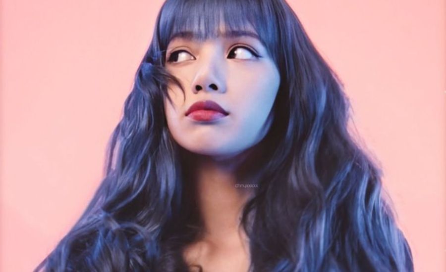 Lalisa Long Dark Hair Bangs Blue Eyes